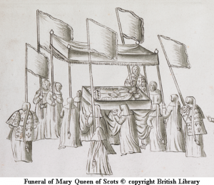 Illustration of funeral of Mary Queen of Scots