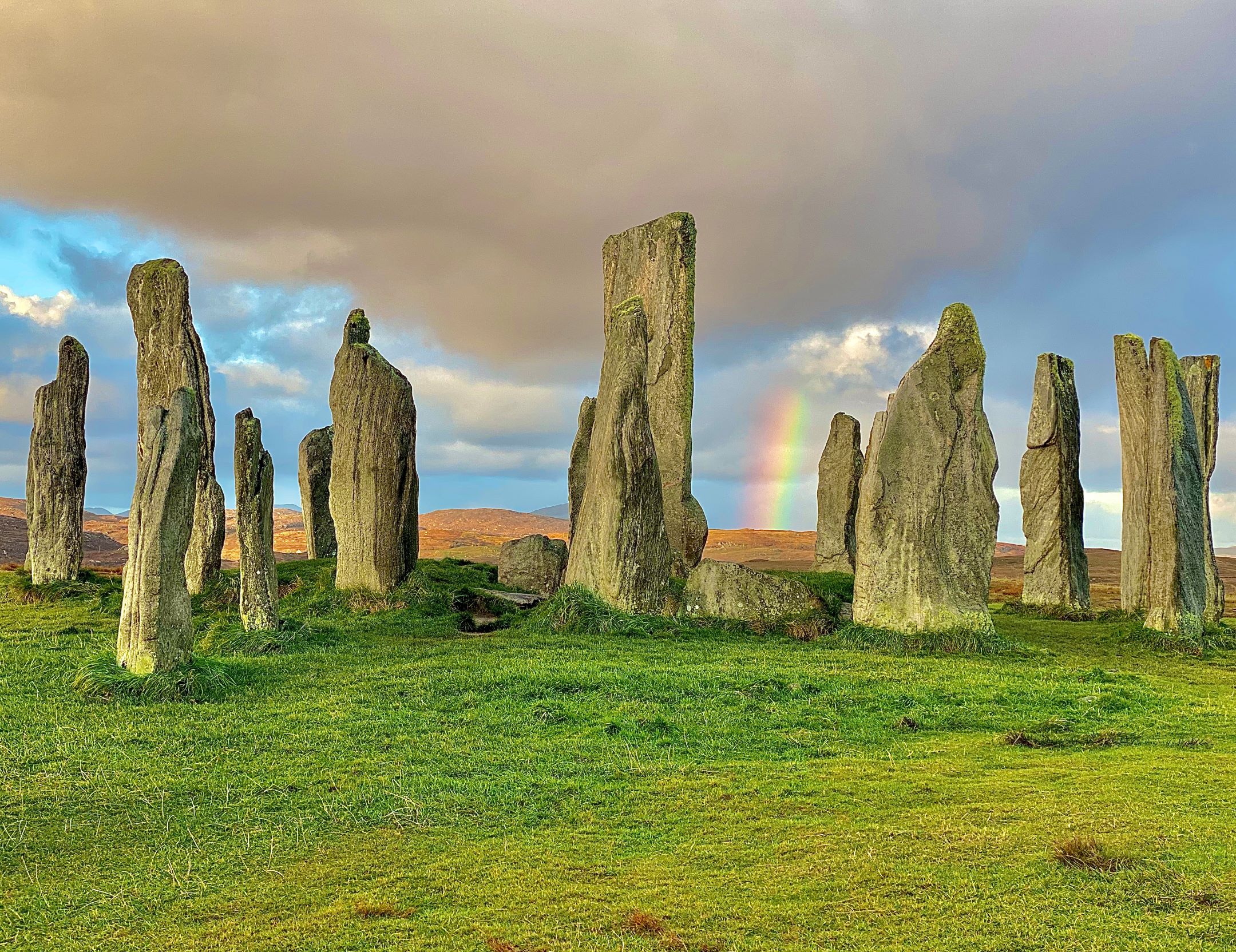 Photograph of Calainais Stones with rainbow