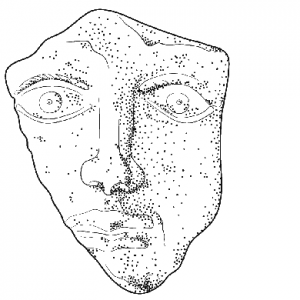 a drawing of a terracotta face mask
