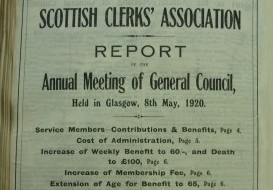Cover of the Scottish Clerks Association's annual report for 1920